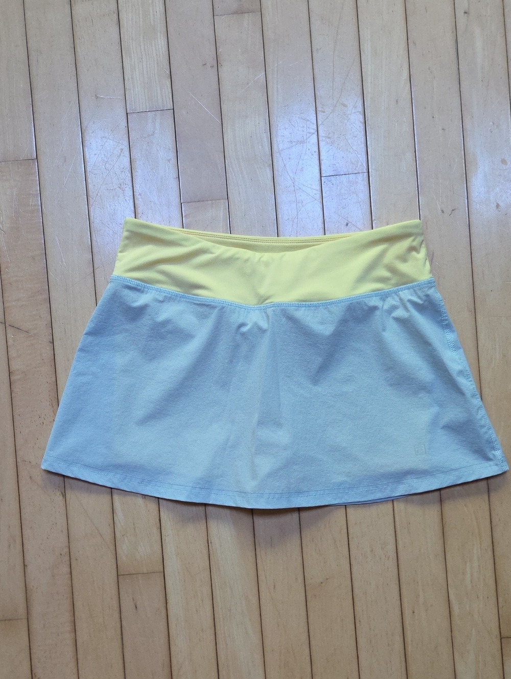 Yellow Waistband Light Blue Tennis Skirt